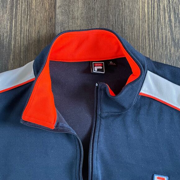 Fila Sport Womens Full Zip Athletic Track Jacket Blue White Orange Size XL - Picture 3 of 9